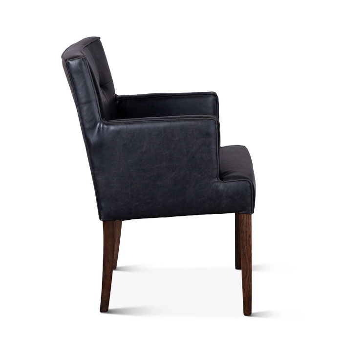 World Interiors - Aven Armchair in Black Leather with Dark Legs