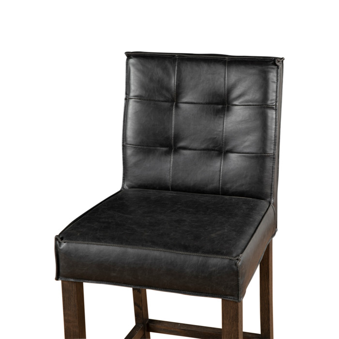 World Interiors - Aven Counter Chair in Black Leather with Dark Legs