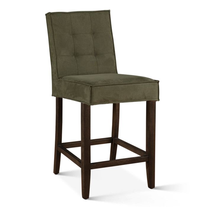World Interiors - Aven Counter Chair in Green Eco-Suede with Dark Legs