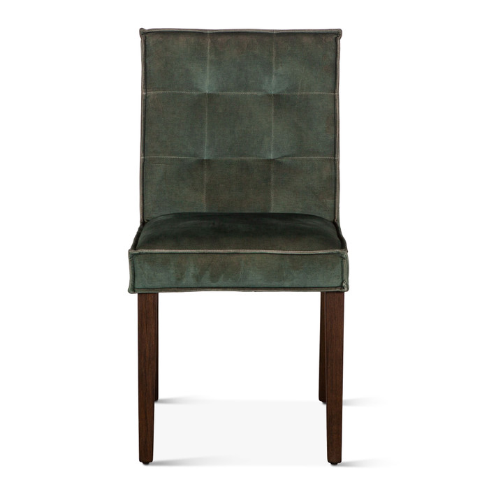 World Interiors - Aven Dining Chair in Green Velvet with Dark Legs