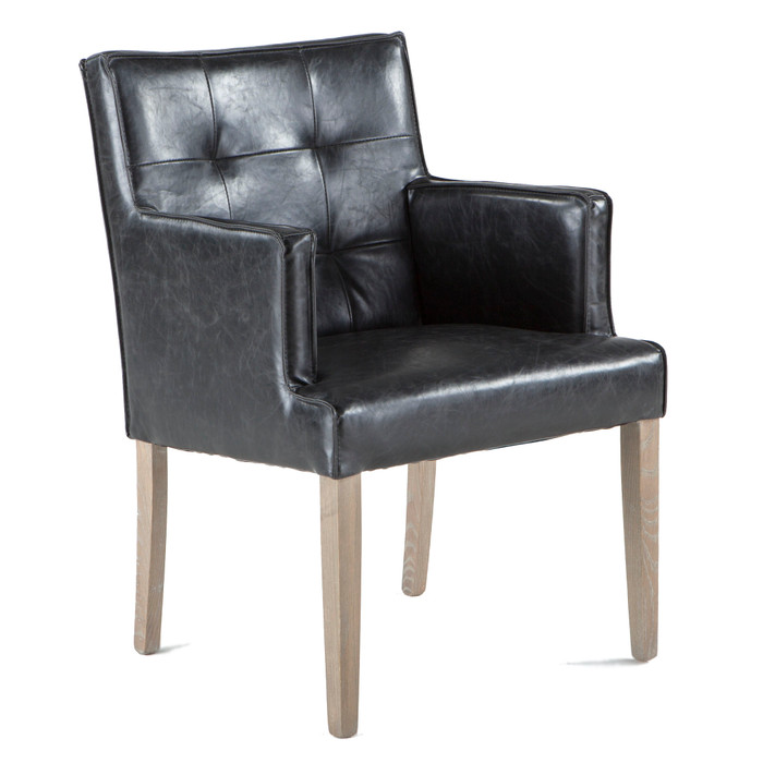 World Interiors - Aven Armchair in Black Leather with Light Legs