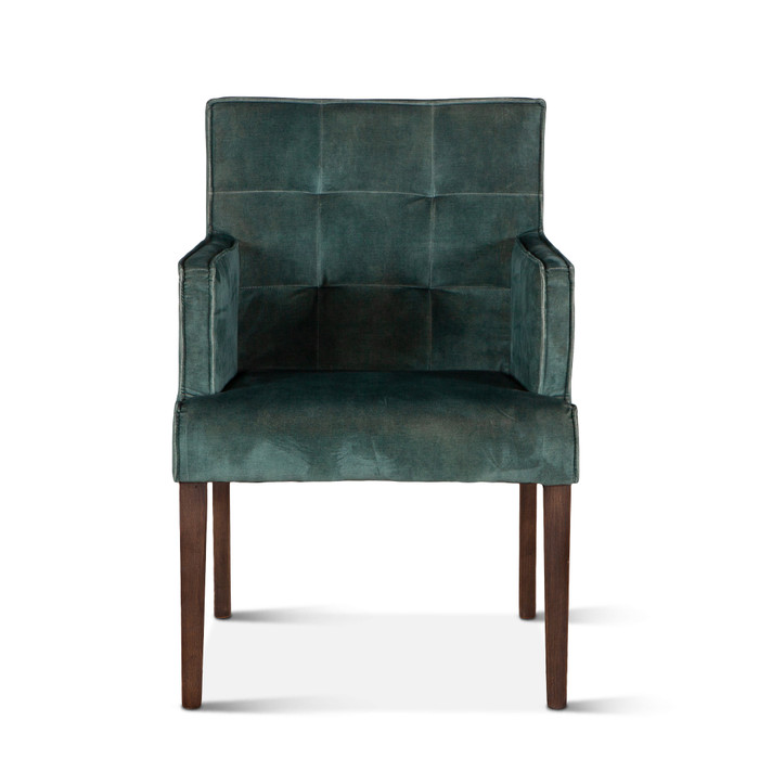 World Interiors - Aven Armchair in Green Velvet with Dark Legs