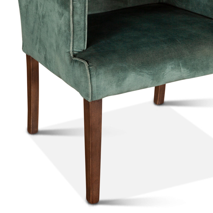 World Interiors - Aven Armchair in Green Velvet with Dark Legs