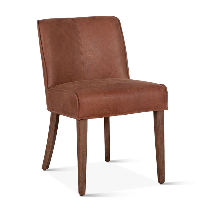 World Interiors - Avery Dining Chair in Tan Leather with Natural Legs
