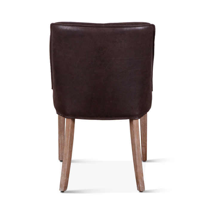 World Interiors - Avery Dining Chair in Dark Brown Leather with Natural Legs