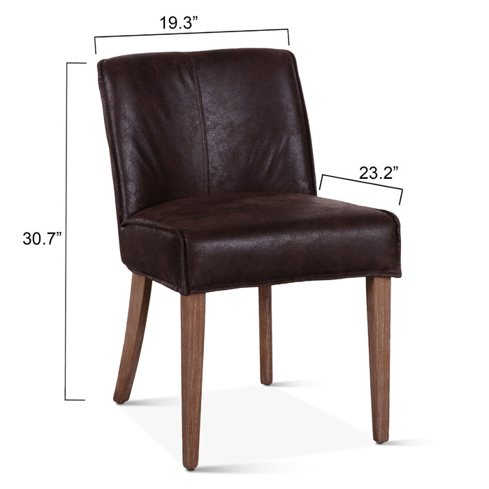World Interiors - Avery Dining Chair in Dark Brown Leather with Natural Legs