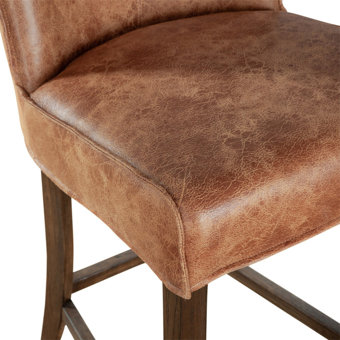 World Interiors - Avery Dining Chair in Tan Leather with Matte Brown Legs