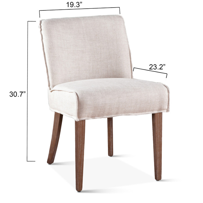 World Interiors - Avery Dining Chair in Off-White Linen with Natural Legs