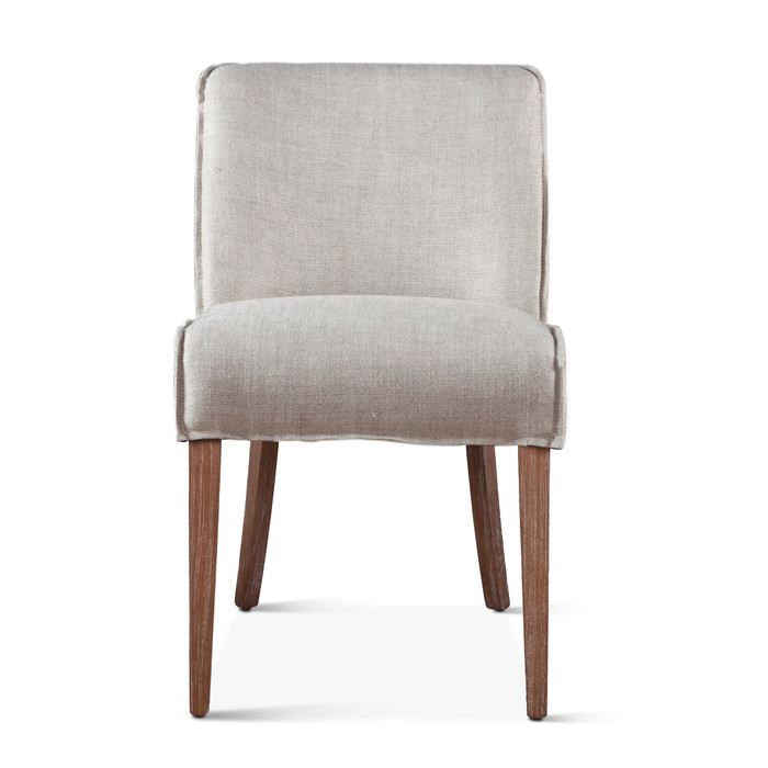 World Interiors - Avery Dining Chair in Off-White Linen with Natural Legs