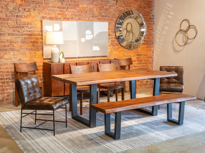 World Interiors - Belfrie 72" Dining Table in Acacia with Walnut Finish