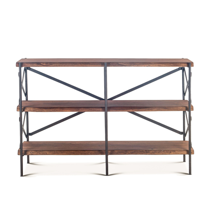 World Interiors - Blayne 56" Wide Bookshelf in Live Edge Acacia with Walnut Finish