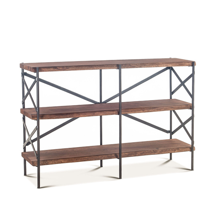 World Interiors - Blayne 56" Wide Bookshelf in Live Edge Acacia with Walnut Finish