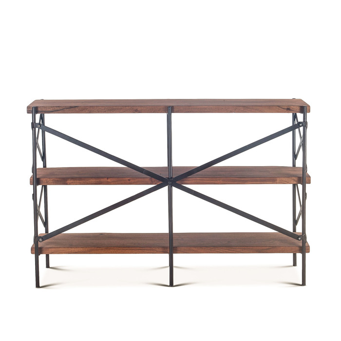 World Interiors - Blayne 56" Wide Bookshelf in Live Edge Acacia with Walnut Finish