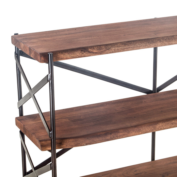 World Interiors - Blayne 56" Wide Bookshelf in Live Edge Acacia with Walnut Finish