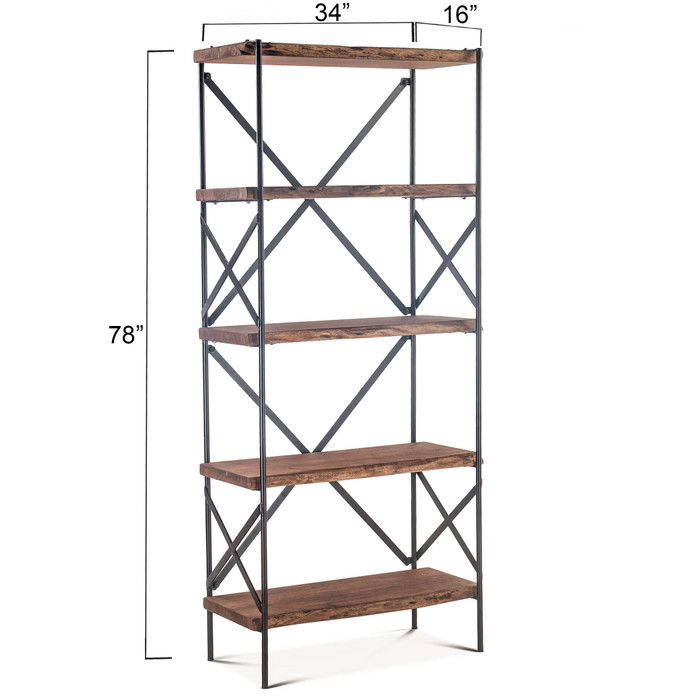World Interiors - Blayne 78" Tall Shelf in Acacia with Walnut Finish