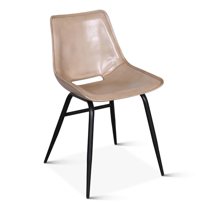World Interiors - Brisbane Stanley Leather Dining Chair in Dusty Tan
