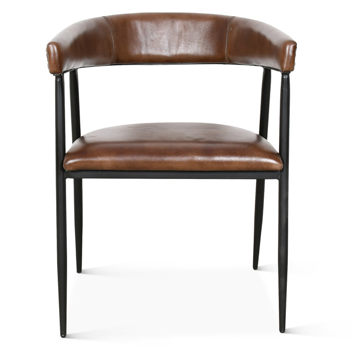 World Interiors - Brisbane Halstead Dining Chair in Chestnut Leather