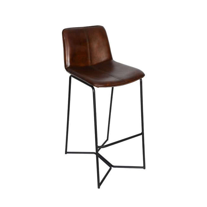 World Interiors - Brisbane Morgan Bar Chair in Hand Washed Chestnut