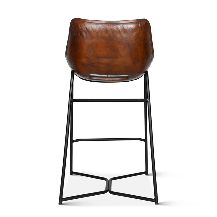 World Interiors - Brisbane Stanley Counter Chair in Hand Washed Chestnut Leather