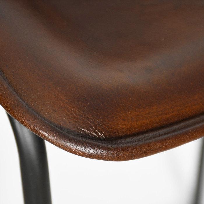 World Interiors - Brisbane Stanley Counter Chair in Hand Washed Chestnut Leather