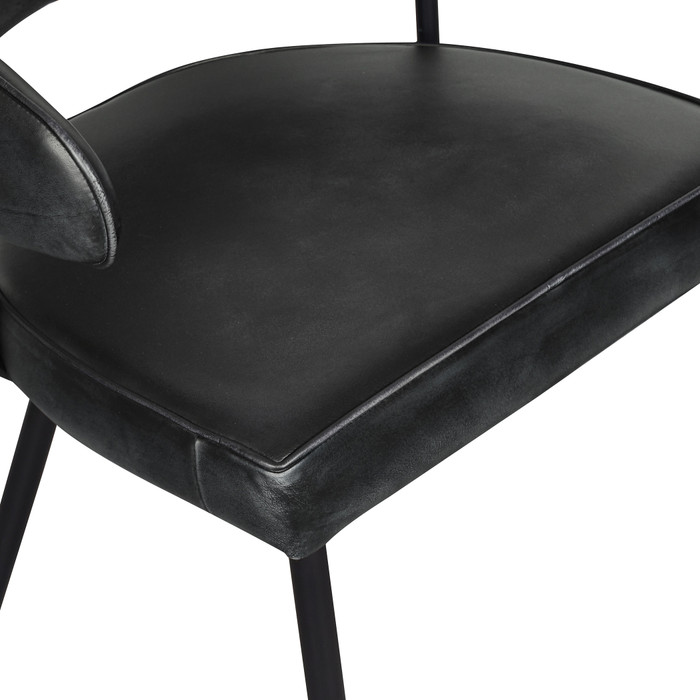 World Interiors - Brisbane Dover 23" Armchair in Weathered Black Leather