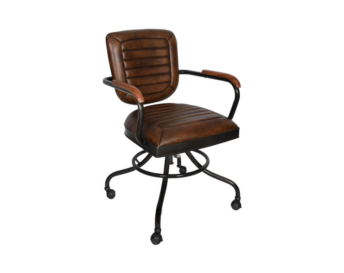 World Interiors - Brisbane Oden Desk Chair in Antique Whiskey Leather