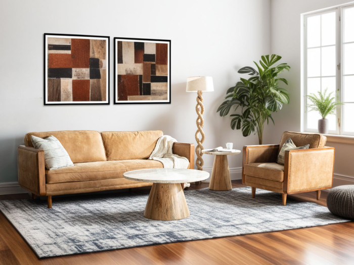 World Interiors - Caldera Coffee Table with White Travertine and Light Oak Base