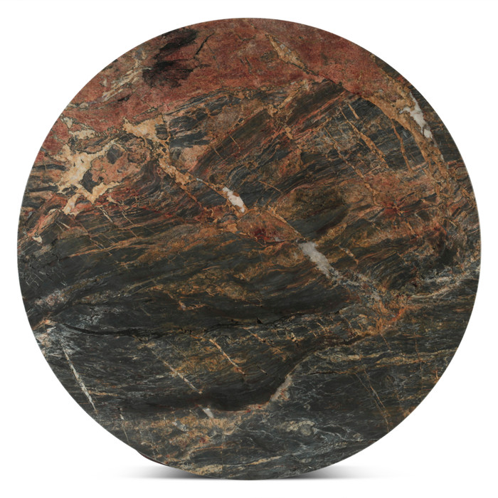 World Interiors - Caldera 48" Round Dining with Lava Marble and Dark Oak Base
