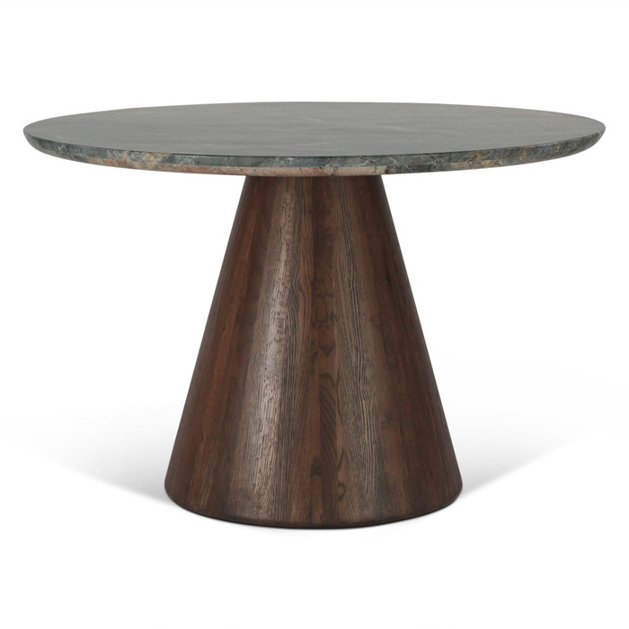 World Interiors - Caldera 48" Round Dining with Lava Marble and Dark Oak Base