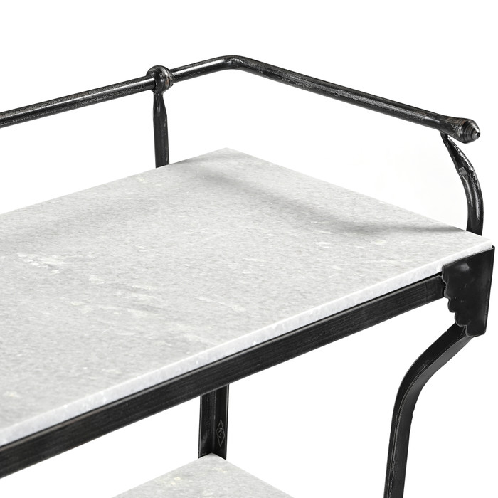 World Interiors - Calloway 50" Console Table with White Marble and Black Metal Base