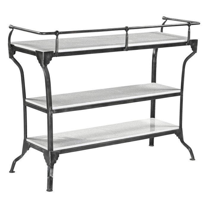 World Interiors - Calloway 50" Console Table with White Marble and Black Metal Base