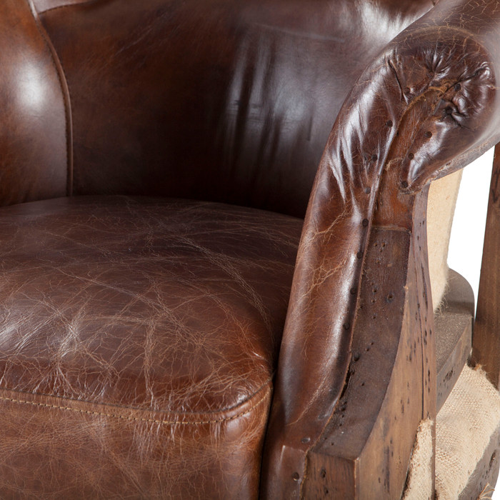 World Interiors - Charles Albert Armchair in Vintage Cigar Leather