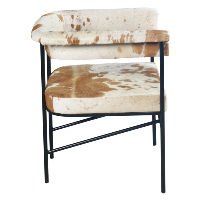 World Interiors - Charleston 18" Dining Armchair in Brown Hair on Hide Leather