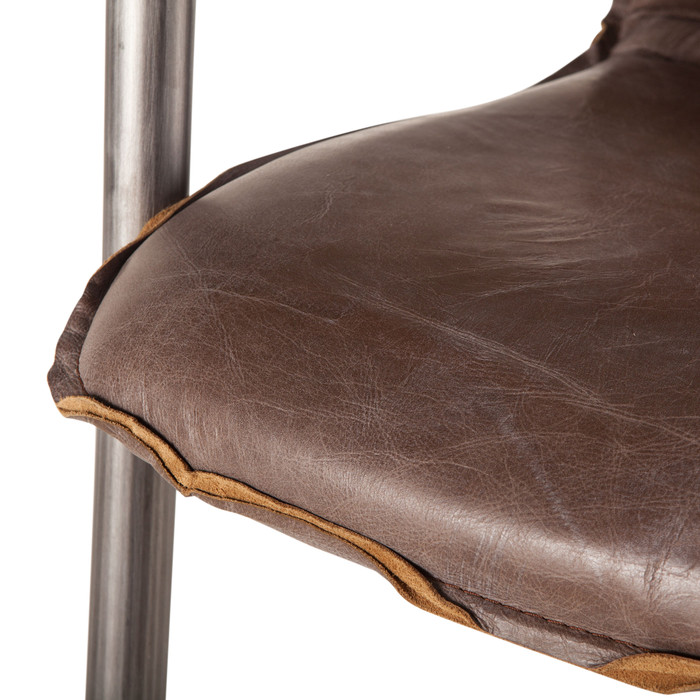 World Interiors - Chiavari Dining Chairs in Jet Brown Leather and Steel