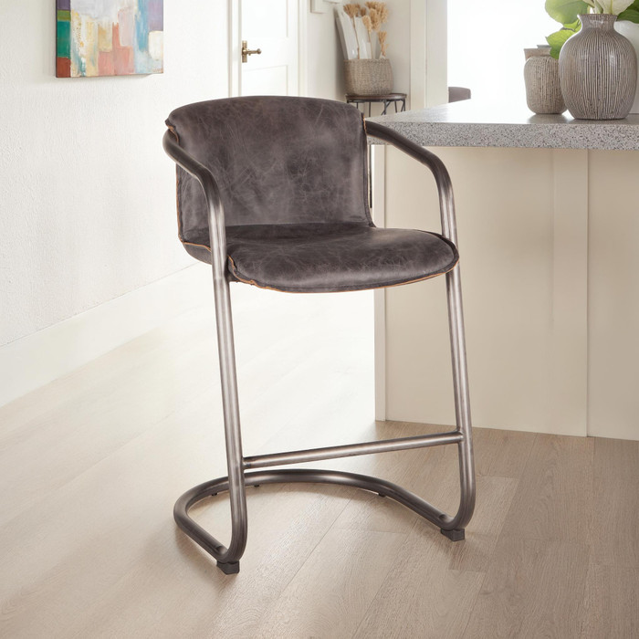 World Interiors - Chiavari Leather Counter Chairs in Antique Ebony
