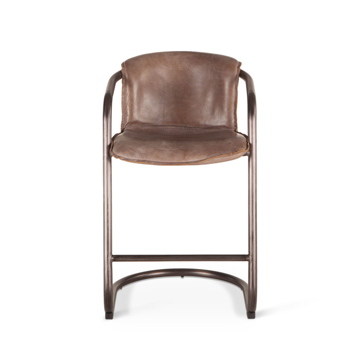 World Interiors - Chiavari Leather Counter Chair in Jet Brown