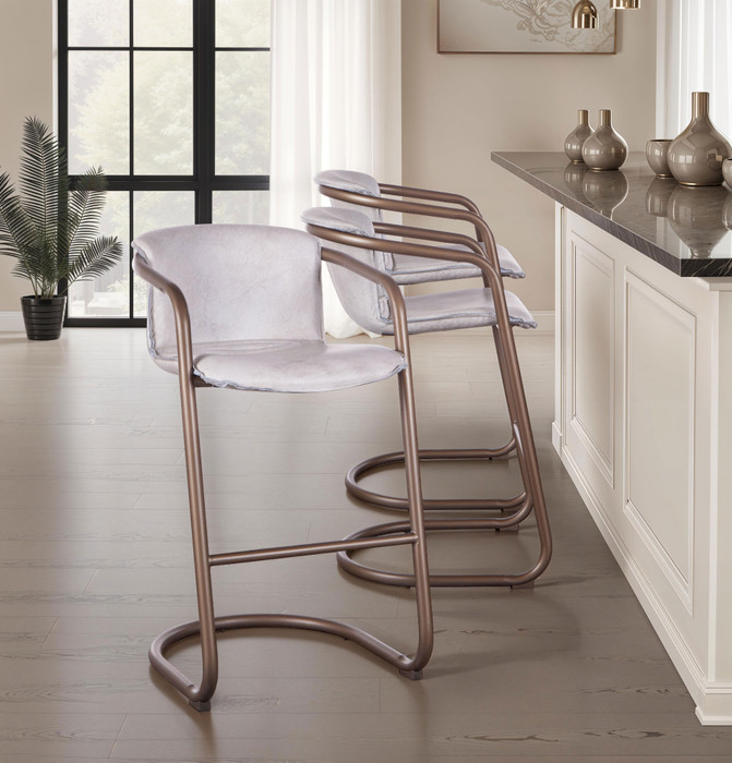 World Interiors - Chiavari Leather Bar Chair in Vintage White
