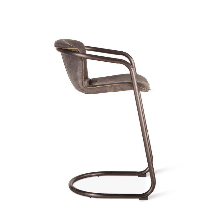 World Interiors - Chiavari Bar Chair in Antique Ebony Leather and Steel