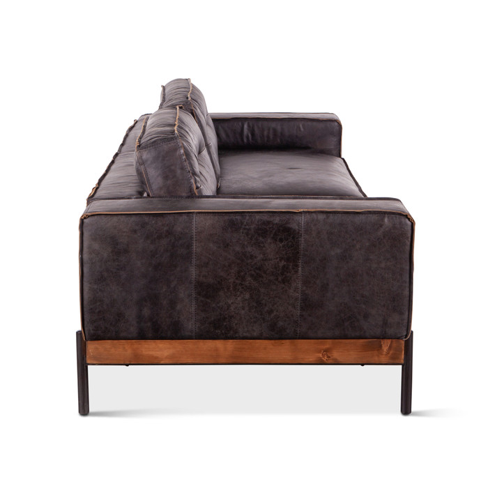 World Interiors - Chiavari Antique Ebony Leather Sofa