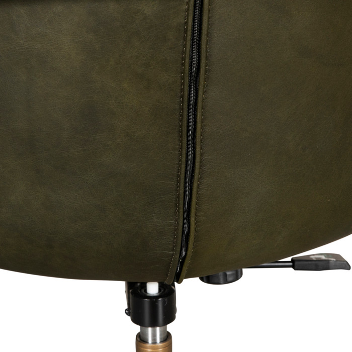 World Interiors - Chiavari Swivel Office Chair in Emerald Green Leather and Antique Gold