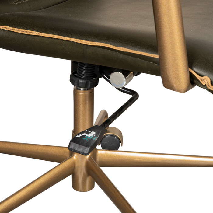 World Interiors - Chiavari Swivel Office Chair in Emerald Green Leather and Antique Gold