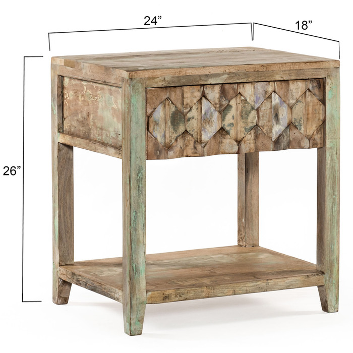 World Interiors - Cordoba Vintage Teal Night Stand