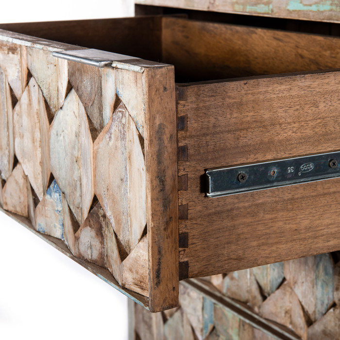 World Interiors - Cordoba Tall Chest in Reclaimed Wood with Vintage Teal Finish