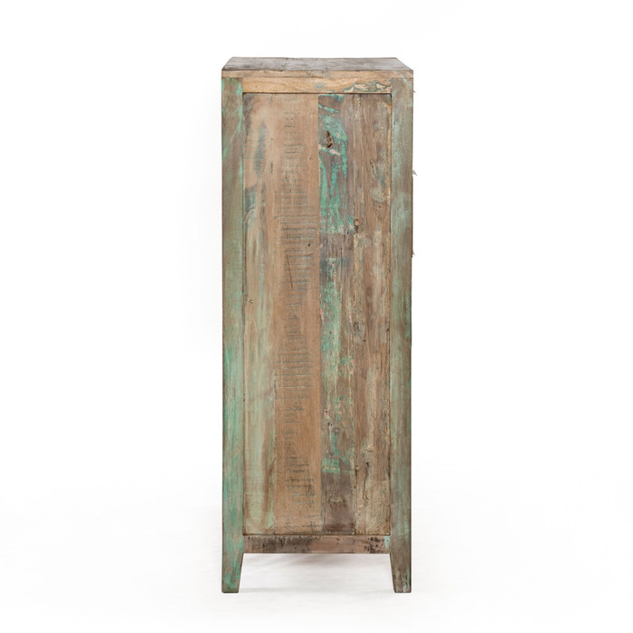 World Interiors - Cordoba Tall Chest in Reclaimed Wood with Vintage Teal Finish