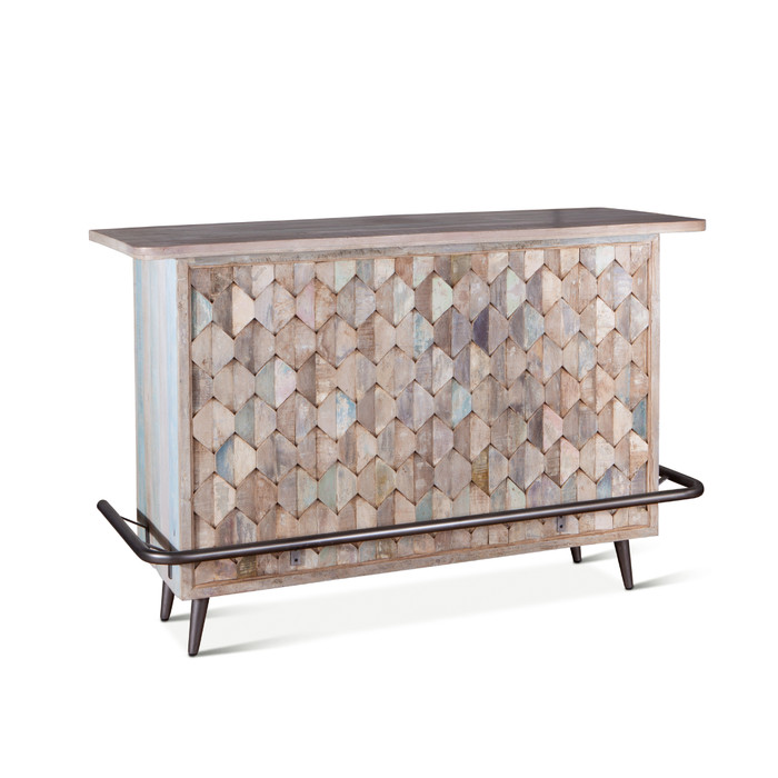 World Interiors - Cordoba Bar in Reclaimed Wood with Vintage Teal Finish