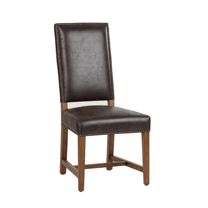 World Interiors - Dani Dining Chair in Dark Brown Leather with Earth Legs