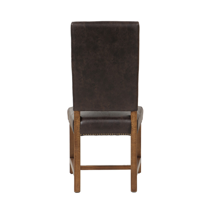 World Interiors - Dani Dining Chair in Dark Brown Leather with Earth Legs