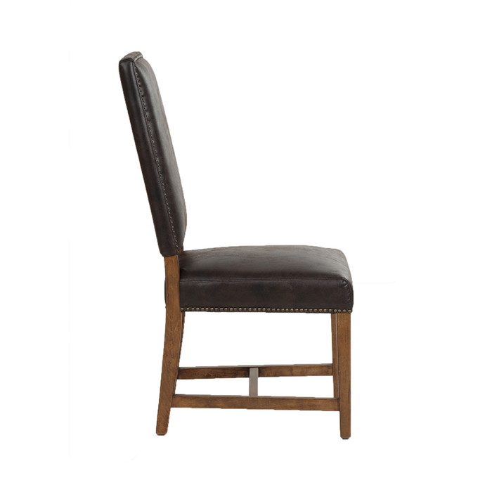 World Interiors - Dani Dining Chair in Dark Brown Leather with Earth Legs
