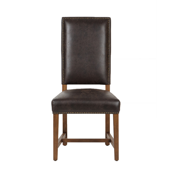 World Interiors - Dani Dining Chair in Dark Brown Leather with Earth Legs
