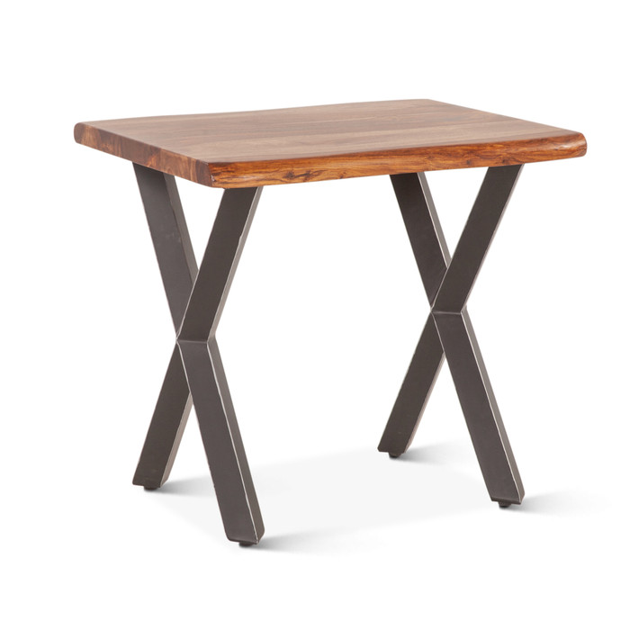 World Interiors - Elliston 26" Side Table in Sheesham and Matte Black Iron